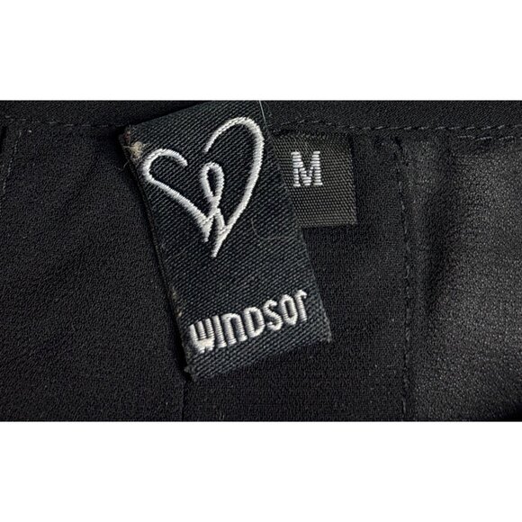 Vtg Y2K Windsor Black Gold Beaded Back Neckline Detail Sheer Top M Whimsygoth - Picture 5 of 7